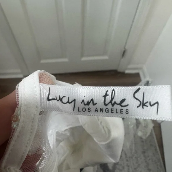 Lucy in the Sky Lace Sequin Dress w/ Bow Strap - perfect for soon to be brides! - Picture 5 of 5